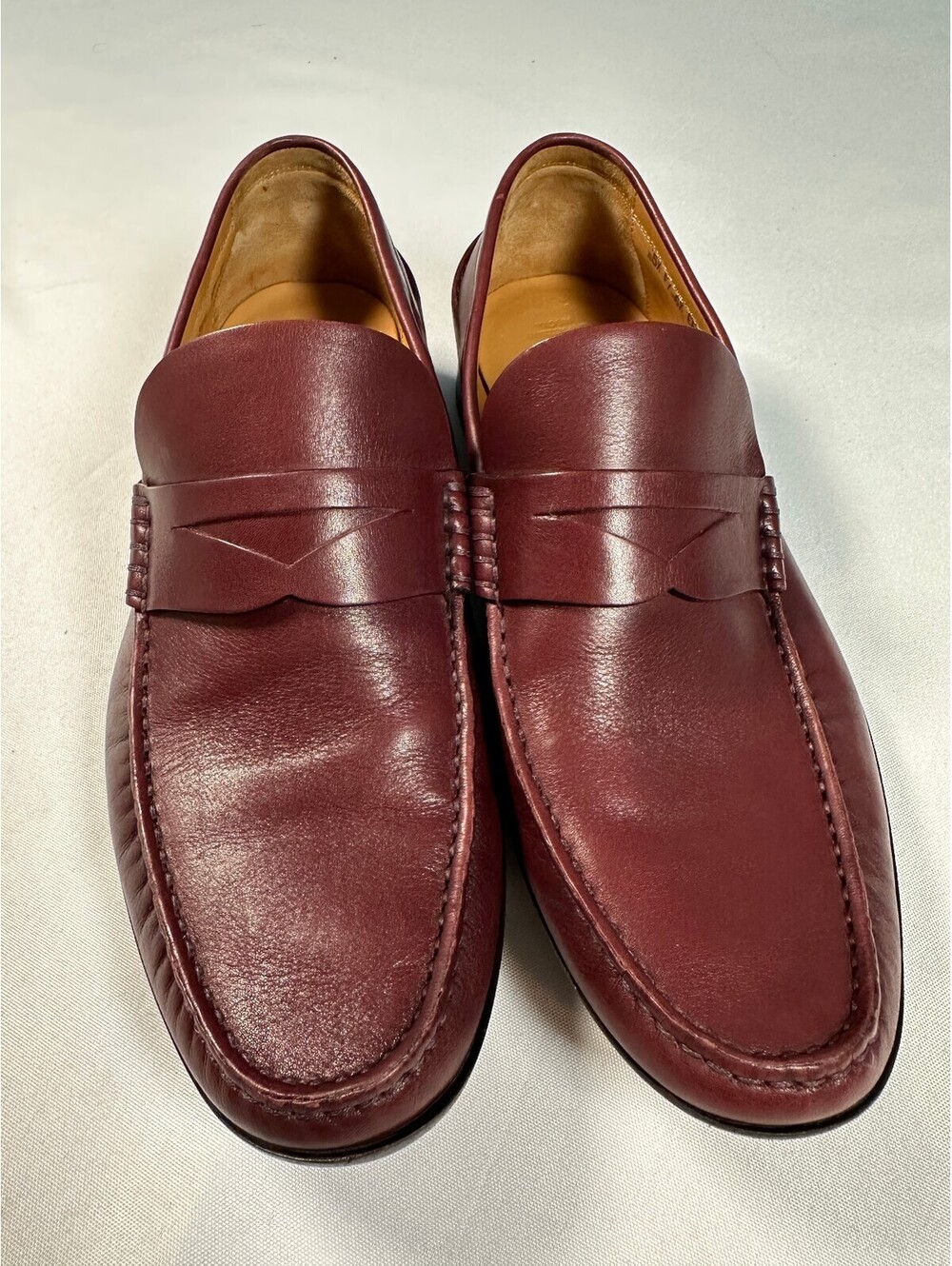 Bally Switzerland Burgundy Red Leather Penny Loafers Shoes Men's US 6.5 EEE